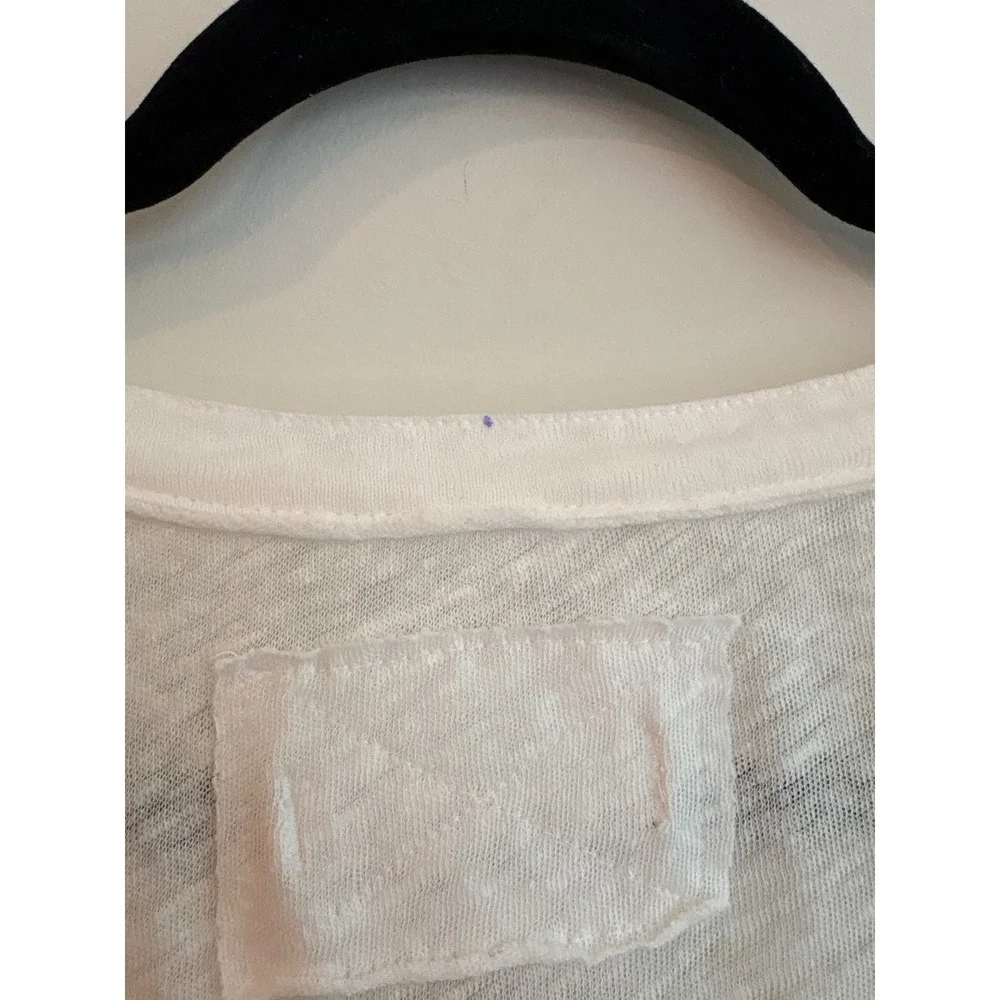 We The Free Cotton Linen Henley Long Sleeve Tee medium ivory white new - Picture 10 of 11